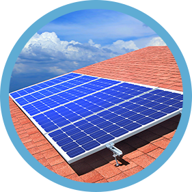 Solar panels on shingle roof