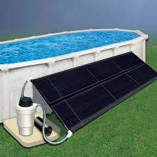Solar panels next to pool
